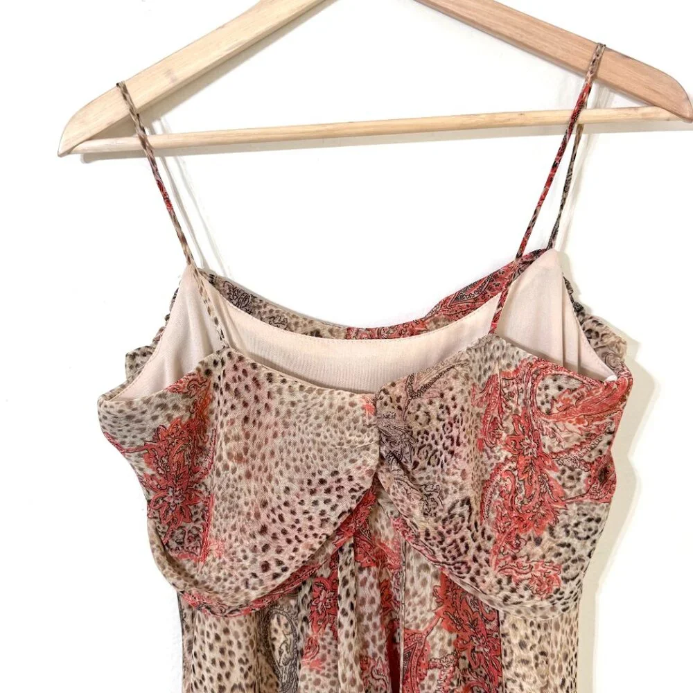 Vtg Y2K Alyn Paige Cheetah Print Paisley Maxi Dress Cowl Neck Chiffon Fairy - Picture 5 of 11